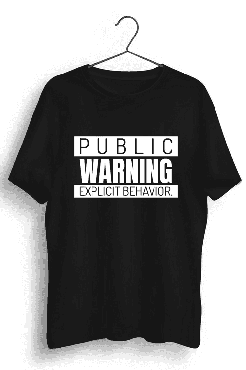 Paytm Exclusive - Public Warning Graphic Printed Black Tshirt