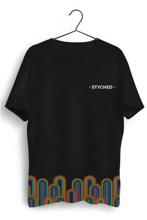 Rainbow Graphic Printed Black Tshirt
