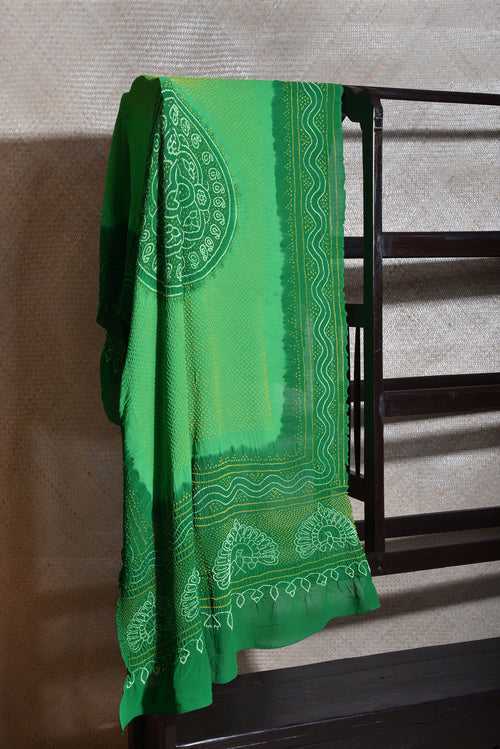 Shaded Green Bandhani Dupatta