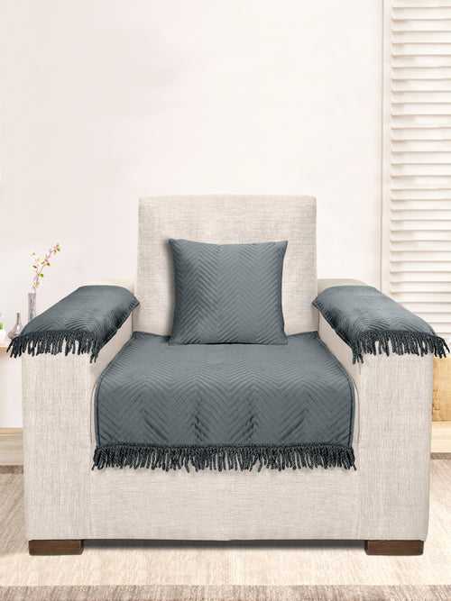 Chevron Sofa Cover Set (1 Seat Cover, 1 Cushion Cover, 2 Arm Covers)