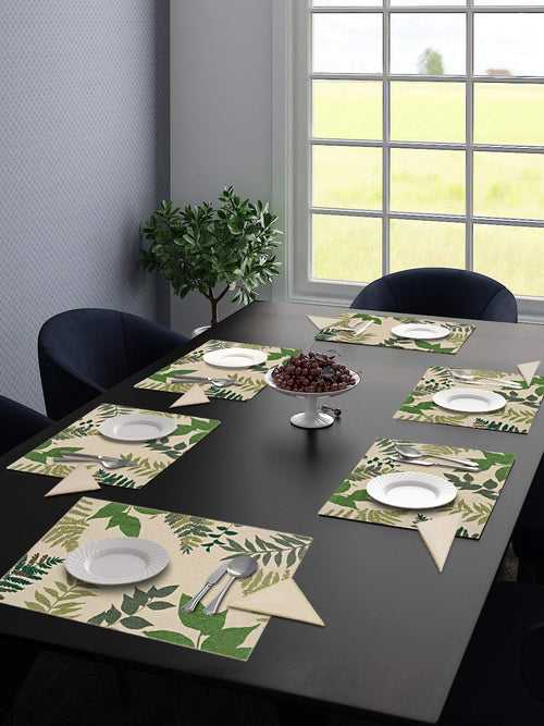 6 Pieces Table Mat - 34x45, Green (with 6 Free Cotton Napkins) (Gifts)