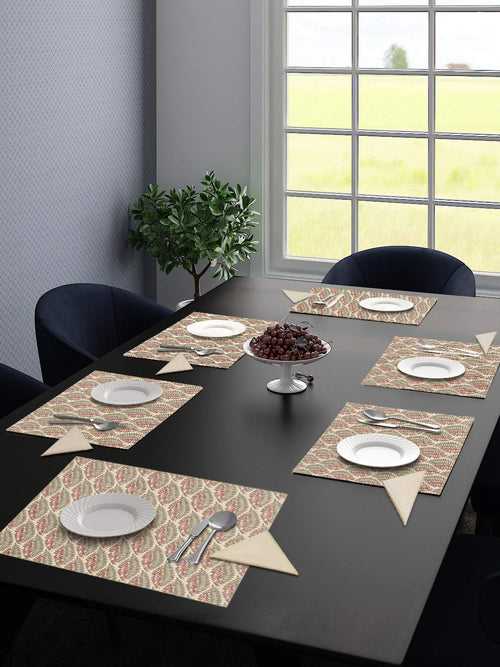 Cotton Table Mat Set of 6 Pieces -34x45 cm, (Free 6 Cotton Pieces Napkins) (Gifts)