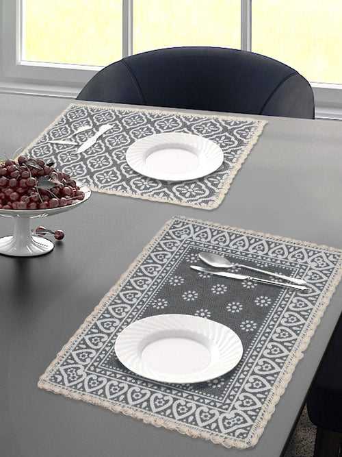 Decorative Jute & Cotton Printed Table Mat (Gifts)