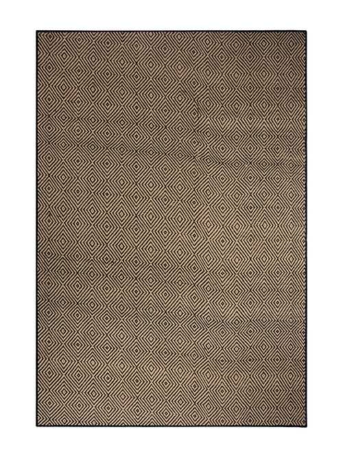 Black & Beige Geometric Modern Cotton Carpet