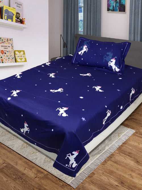 Unicorn Micro Single Size Bedcover with 1 Pillow Cover (Gift)