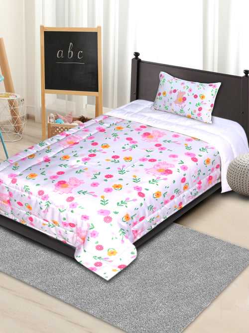 AC Quilt with 1 Pillow Cover- (Pink 135X210 cm)