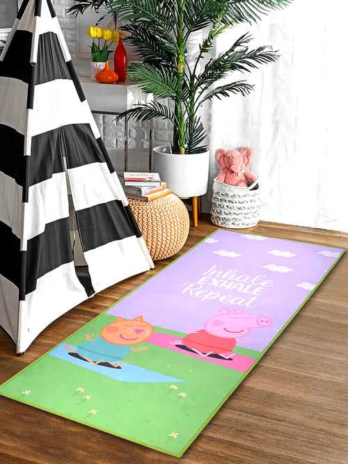 Peppa Pig Kids Yoga Mat Non Slip, All Purpose Fitness and workout Mat for Boys * Girls. Features Peppa and Friends  Size : 7mm Thickness