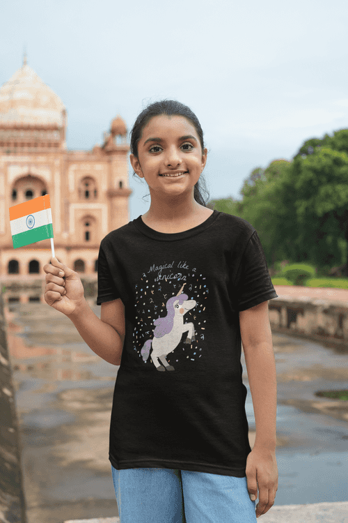 Magical like a unicorn Printed black Kids T-shirts