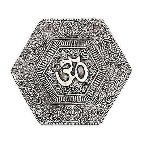White Metal Om Plate Incense Stand