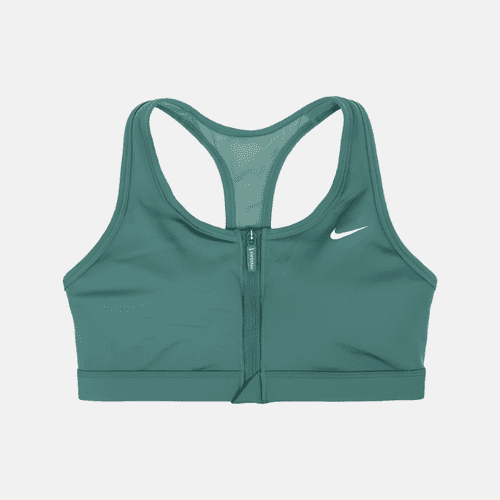 Nike Medium Strength Support Swoosh Inseam Lining Women's Training Bra -Green/White