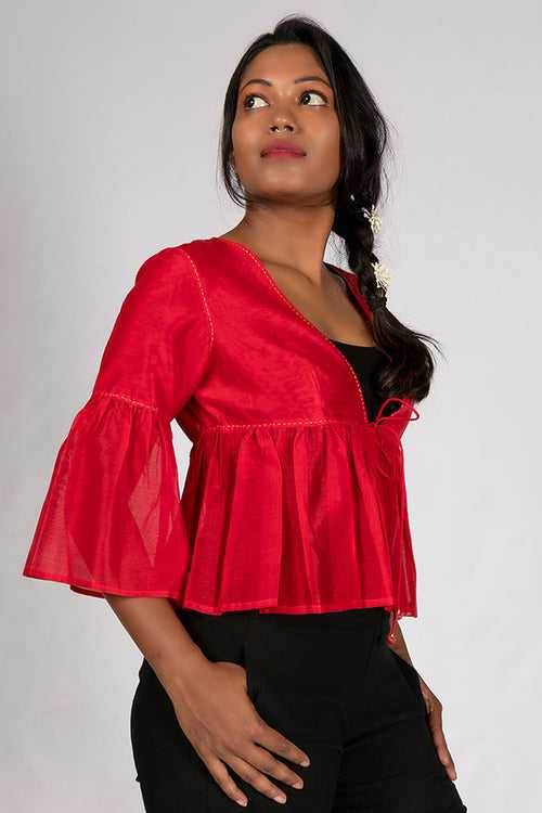 Red Cotton Silk Top - PIA