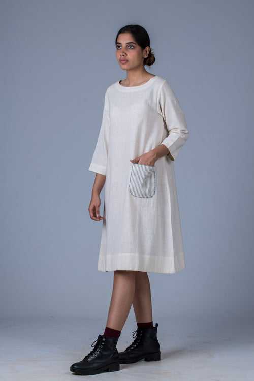 Off White Desi Khadi Dress - PARINA