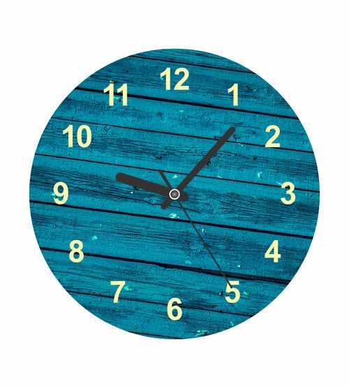 Blue Wooden Texture Wall Clock