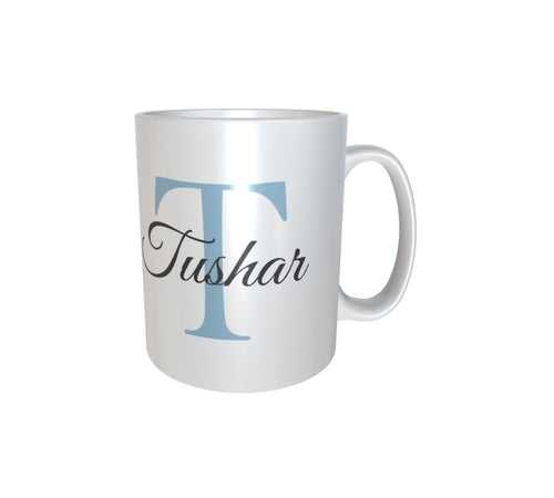 Personalised & Customised Alphabet T Name White Mug