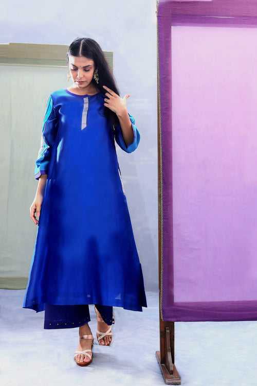 Topaz Blue Tvaksati Festive Kurta Set