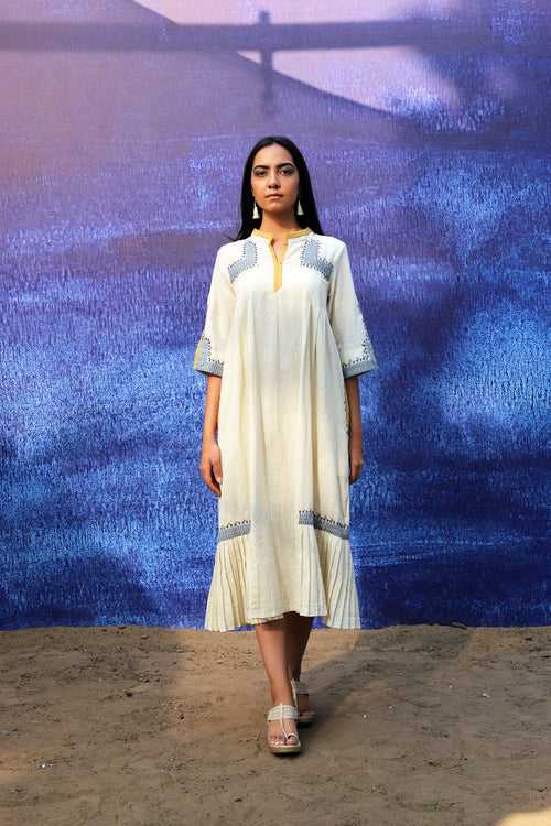 Pleated Long Dress - Off White