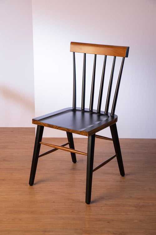 Spindle Teak Wood Chair (Black And Natural)