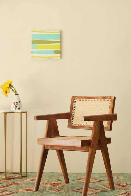 Civic Teak Wood And Wicker Accent Chair
