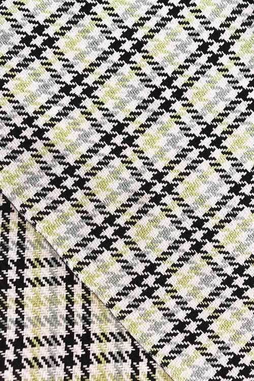 Houndstooth Tweed Upholstery (Grey/Lime) Swatch