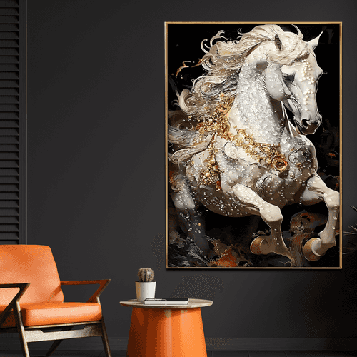 Majestic Equine Symphony Crystal Glass Painting  - Left panel (BIG)