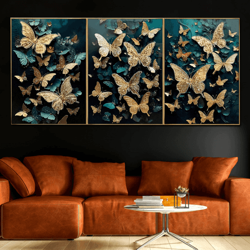 Fluttering Dreams of Butterfly Crystal Glass Painting  - Set Of 3