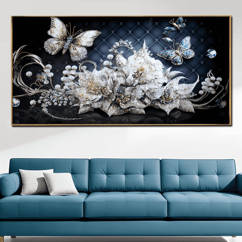 Fluttering Blossoms Butterfly Whispers Crystal Glass Painting