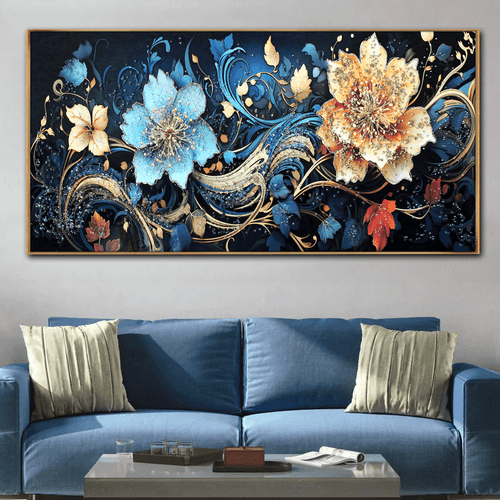 Mystical Floral Radiance Crystal Glass Painting