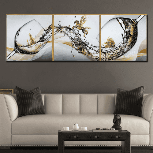 Wine Symphony Crystal Glass Painting  - Set Of 3