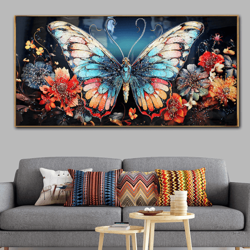 Whispering Butterfly Wings Crystal Glass Painting