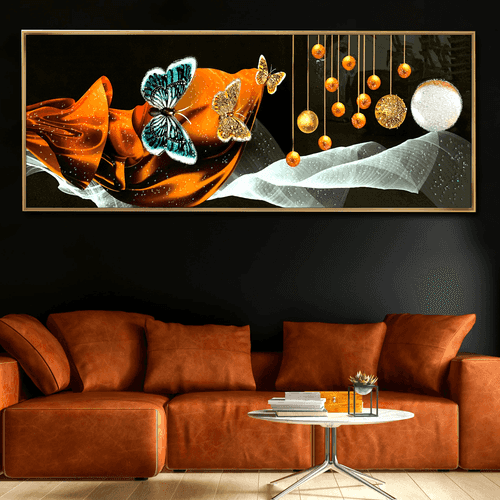 Gilded Grace of Butterfly Crystal Glass Painting