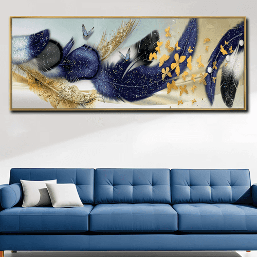 Opulent Feathered Symphony Crystal Glass Painting