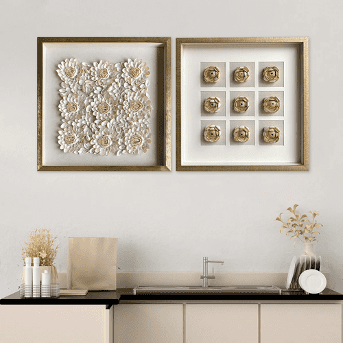 Blossoming Beauty Shadow Box & Golden Floral Haven Shadow Box - Pair