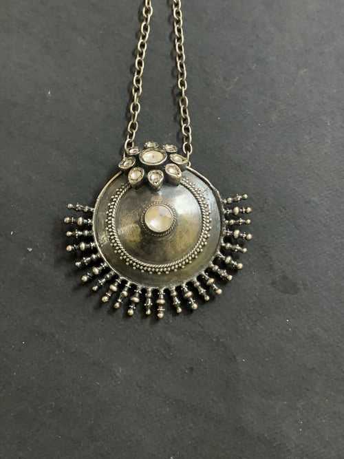 Silver Stone Round Pendant