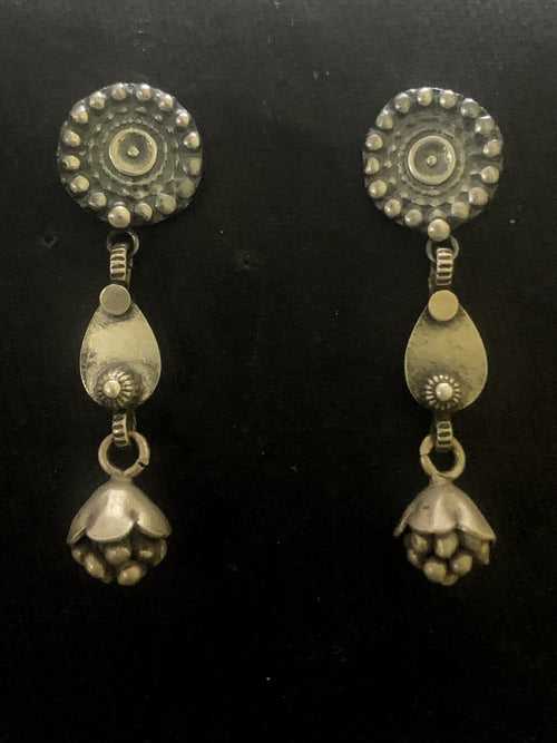 Silver Danglers With Cluster Bead