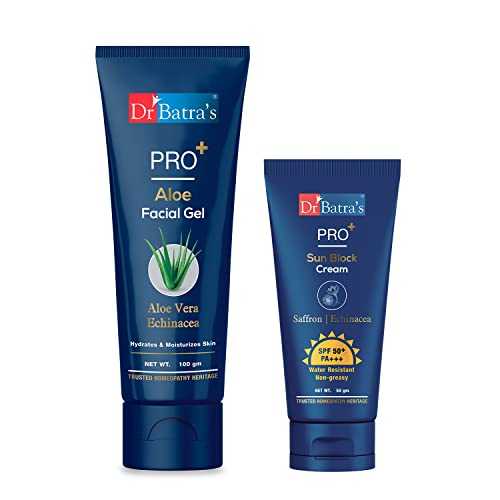 Dr Batra’s Pro+ Sun Block Cream SPF 50+ and Pro+ Aloevera Facial Gel -100 Gm