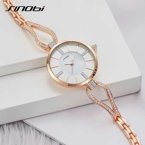 SINOBI Luxury Brand Women Watches Diamond Bracelet Watch Women Elegant Ladies Girls Quartz Wristwatch Female Dress Watches Gift