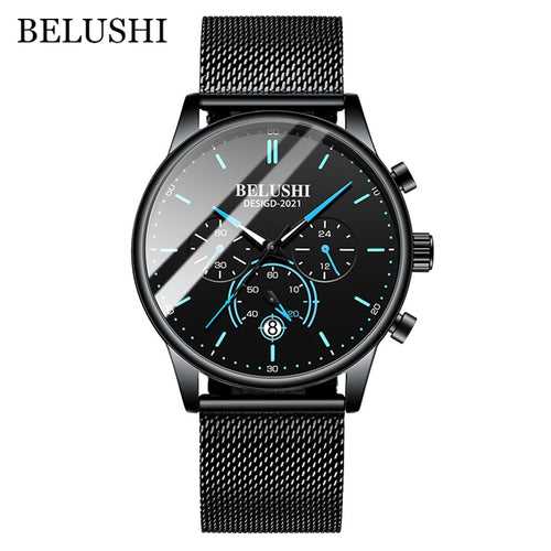 BELUSHI 2023 New Fashion Mens Watches Top Luxury Brand Sport Quartz Luminous Waterproof Chronograph Wristwatch Mens Watches
