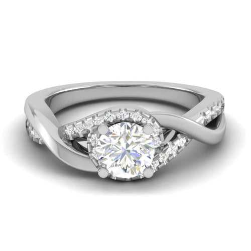 50-Pointer Solitaire Platinum Diamond Single Twisted Shank Engagement Ring JL PT WB6007E-A
