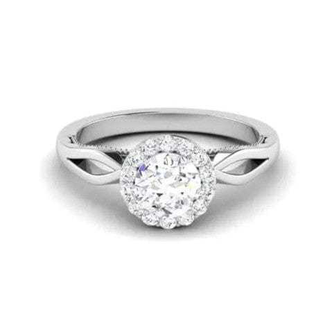 70-Pointer Solitaire Halo Platinum Twisted Shank Engagement Ring JL PT 6579-B