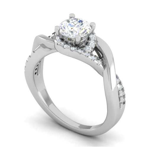 70-Pointer Solitaire Platinum Diamond Single Twisted Shank Engagement Ring JL PT WB6007E-B