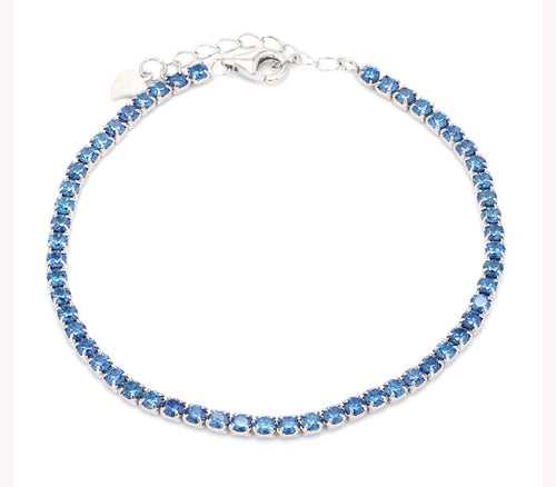 Customised Platinum & 4mm Blue Topaz Necklace