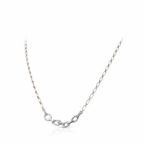 Evara Platinum Diamond Necklace with Pt + Rose Gold Chain JL PT CH 206
