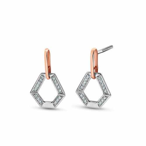 Evara Platinum Rose Gold Diamonds Earrings for Women JL PT E 309