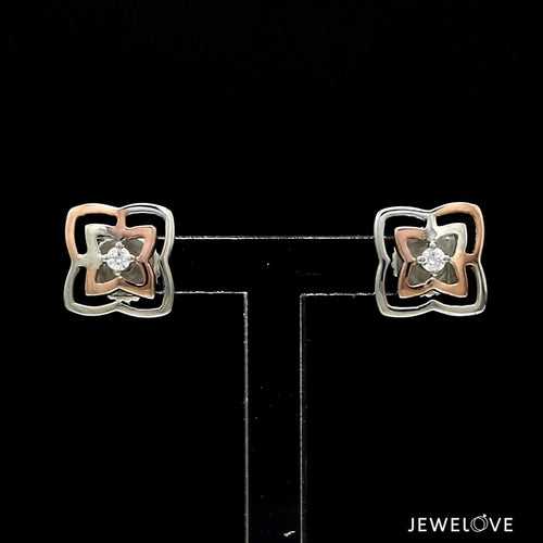 Platinum Rose Gold Diamond Earrings for Women JL PT E 348