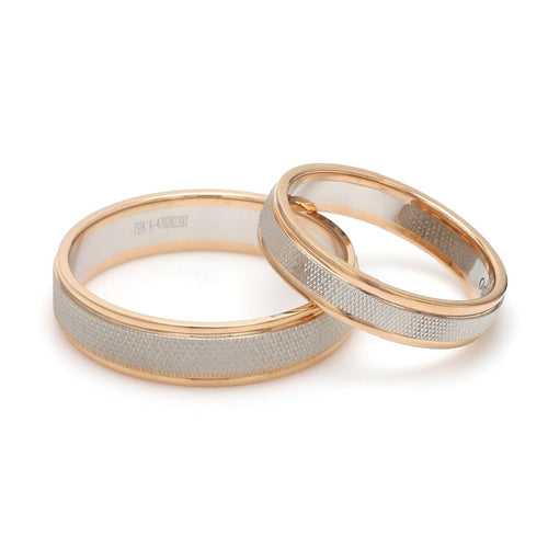 Ready to Ship  - Ring Sizes 11, 22 - Designer Unisex Platinum & Rose Gold Couple Rings JL PT 1121