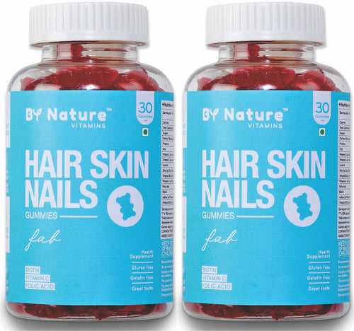 Hair Skin Nail Vitamin Gummies with Biotin & Folic Acid (2-Month Pack)