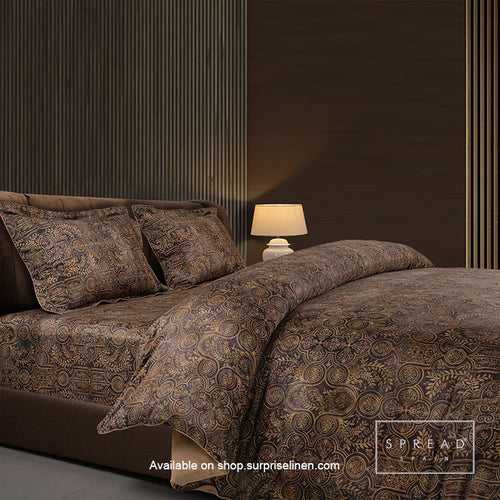 Spread Spain - Spring Summer Collection 500 TC Cotton 3 Pcs Bedsheet Set (Dark Brown)