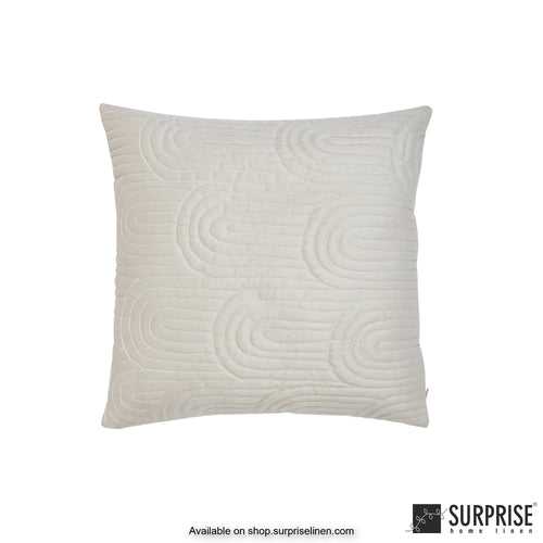 Surprise Home - Velvet Art Deco  40 x 40 cms Designer Cushion Cover (Ivory)