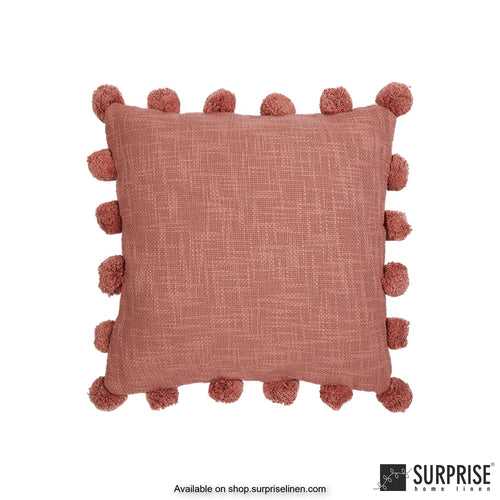 Surprise Home - Pompom 40 x 40 cms Designer Cushion Cover (Peach)