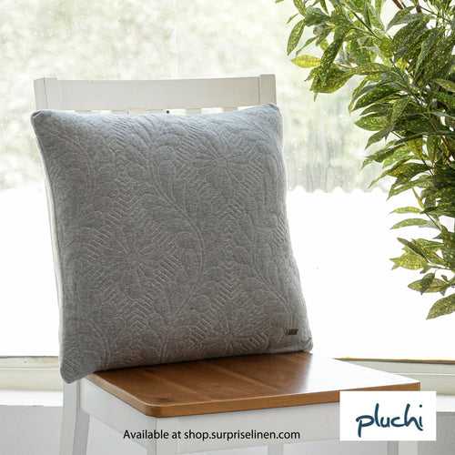 Pluchi - Flora Cotton Knitted Decorative Cushion Cover (Light Grey)